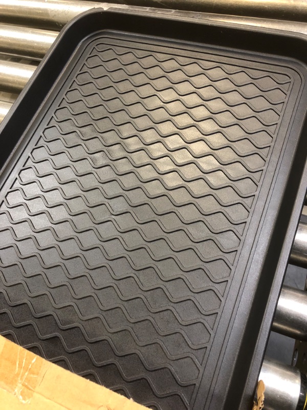 Photo 1 of All Weather Boot Tray - Large Water Resistant Plastic Utility Shoe Mat for Indoor and Outdoor Use in All Seasons by Stalwart (Set of Two, Black)