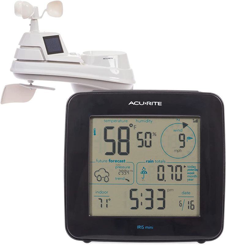 Photo 1 of AcuRite Iris® Weather Station with Wireless Display for Temperature, Humidity, Wind Speed, Wind Direction, Historic Rainfall Totals, and Hyperlocal Forecast with Built-in Barometer 
