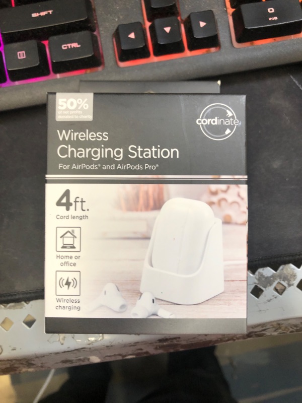 Photo 2 of Cordinate Wireless Charging Station Compatible Only with AirPods and AirPods Pro, 5W Qi Charger, Ear Buds, Indicator Light, Great for Home or Office,
