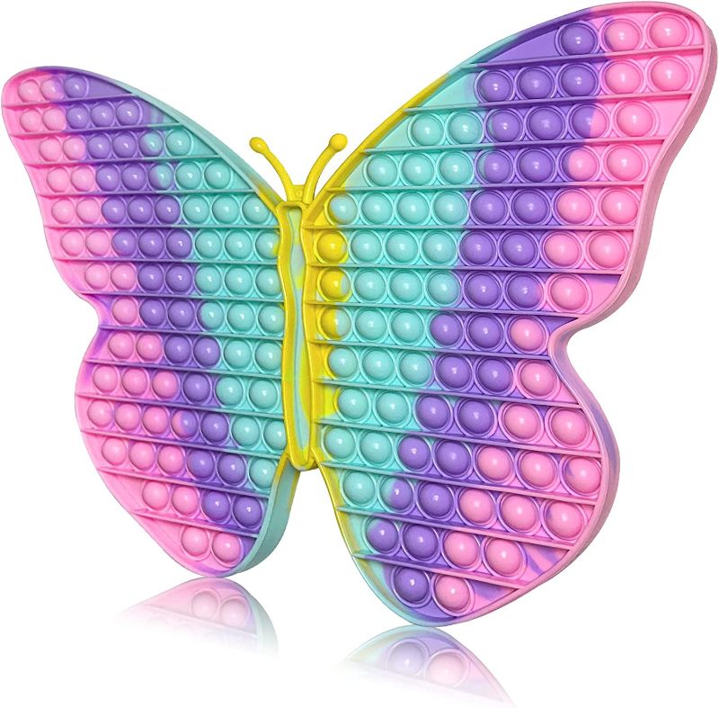 Photo 1 of Jumbo Butterfly Pop for Girls, It is 15.75 Inch 162 Bubbles Extra Large Pop Popping Fidget Toys, Giant Butterfly Toy, Huge Big Jumbo Pop Fidget Toy Stress Reliever, Women Girl Gift Christmas
