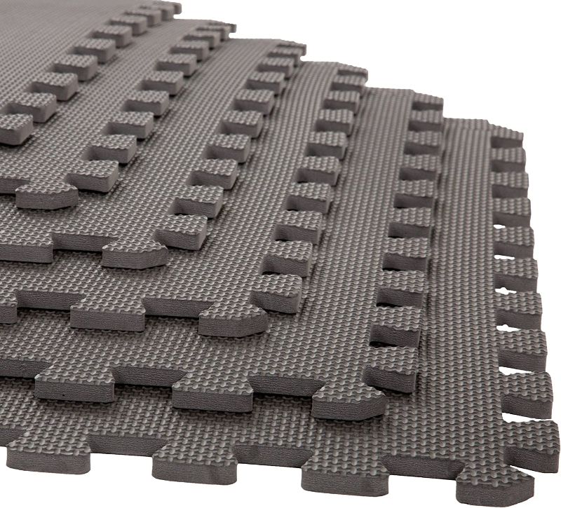 Photo 1 of Foam Mat Floor Tiles, Interlocking EVA Foam Padding by Stalwart – Soft Flooring for Exercising, Yoga, Camping, Playroom – 6 Pack, .375 inches thick, 24" X 24" X 0.375", Gray, Model:75-ST6004
