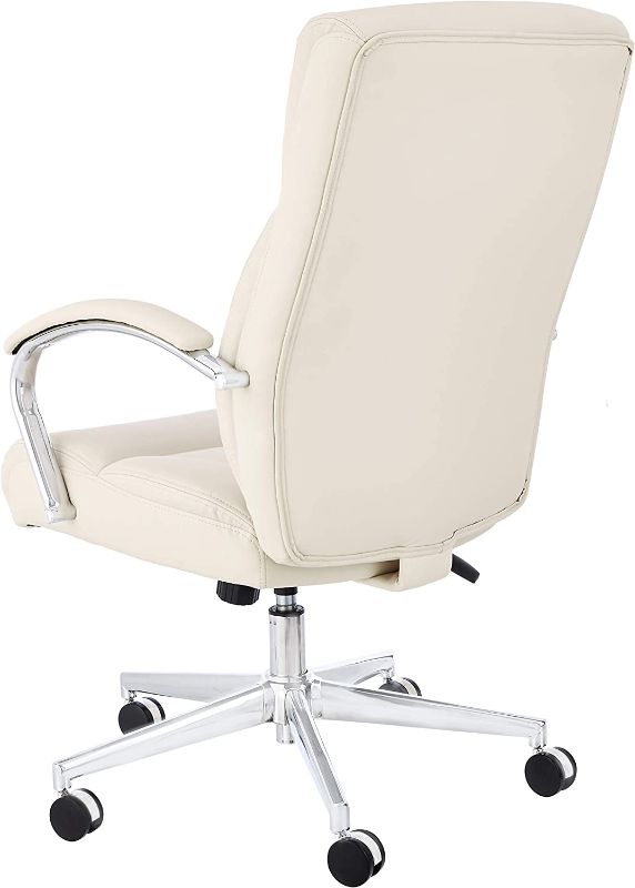 Photo 2 of Amazon Basics Modern Executive Chair, 275lb Capacity with Oversized Seat Cushion, Ivory Bonded Leather
