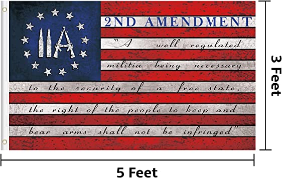 Photo 1 of 2A 2nd Amendment American Flag 3x5 Feet Outdoor Betsy Ross Second Amendment Flag Banner Vintage US Flags Printed 100D Polyester with Grommets for Room House Garden Front Yard Patriotic Decorations