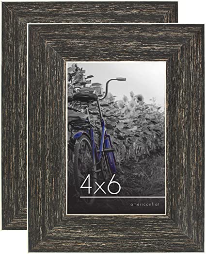 Photo 2 of Americanflat 4x6 Rustic Picture Frame with Polished Glass - Horizontal and Vertical Formats for Wall and Tabletop - Pack of 2  factory szealed 