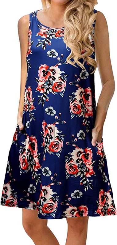 Photo 1 of 
Women Casual T-Shirt Summer Dresses Floral Bohemian Dress Swing Boho Sundress Sleeveless with Pockets