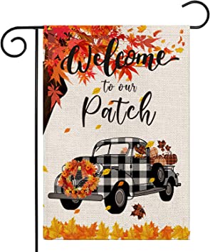 Photo 2 of 
Fall Garden Flag 12x18 Double Sided, Truck Garden Flag, Maple Leaf Pumpkin Fall Flag for Yard Farmhouse Lawn Outdoor Fall Decor