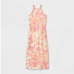 Photo 2 of Girls' High Neck Midi Dress - art class Pink Tie-Dye S (6/6X)