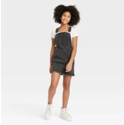 Photo 1 of Girls' Pocket Pinafore Dress - art class Black Wash L (10/12)