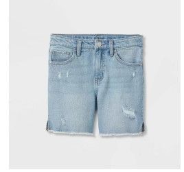 Photo 1 of Girls' Distressed Bermuda Jean Shorts - art class Blue XL (14/16)