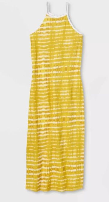 Photo 1 of Girls' High Neck Midi Dress - art class Yellow Tie-Dye XL (14/16)