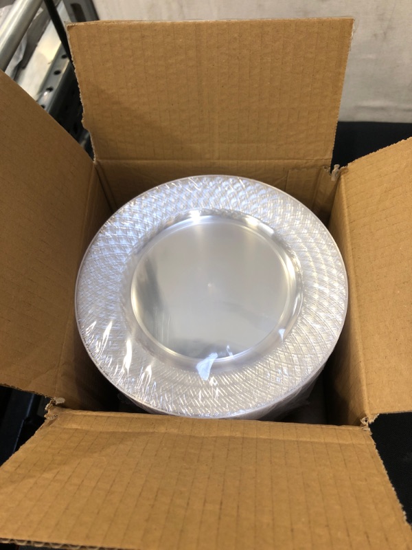 Photo 2 of 100 Clear Plastic Plates - 6.25 Inch Disposable Plates | Fancy Dessert Plates | Hard Round Party Plates | Elegant Appetizer Plates | Heavy Duty Wedding Plates | Small Cake Plates [Diamond]
