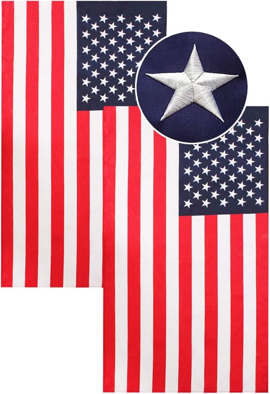 Photo 2 of 
PLTCAT American Flag, Embroidered Stars and Double Edge Sewing, Nylon US Flag Built for Outdoor and Indoor Use, Office Workplace Home Garden Business (12x18)