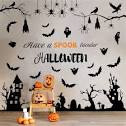 Photo 1 of 11 Sheets Halloween Wall Decals Vinyl Halloween Wall Stickers Large Removable Halloween Wall Clings Witch Bats Spider Halloween Stickers Halloween Wall Decor DIY Wall Art for Window Door Garage