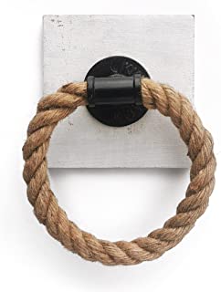 Photo 1 of 10 o'clock Rustic Rope Towel Ring - Wall Mounted Farmhouse Hand Towel Holder - for Bathroom with