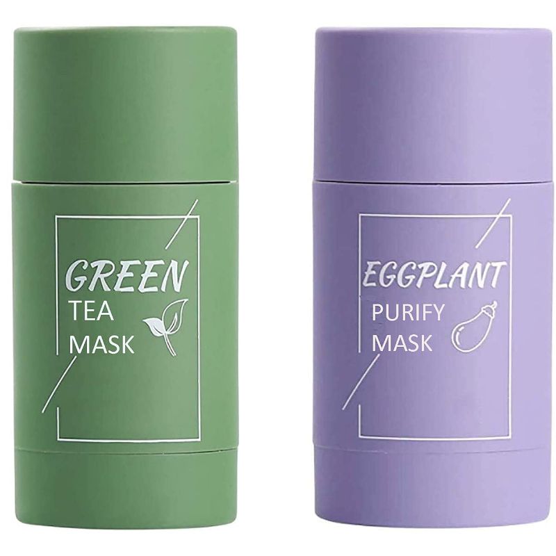 Photo 1 of 2 PCs Green Tea Mask Stick, Green Cleansing Tea Clay Mask Stick for Face Blackhead Remover Moisturizes Oil Control Deep Clean Pore Improves for All Skin Types, Suitable for Women Men
