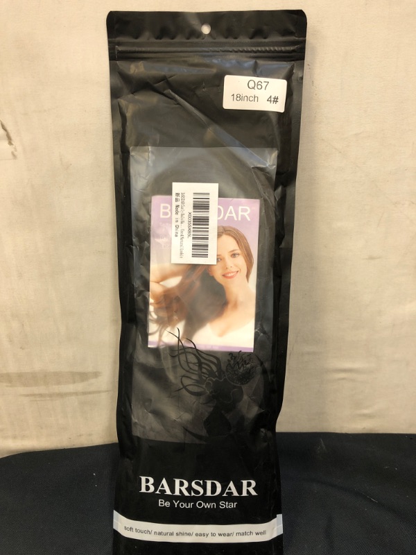 Photo 2 of BARSDAR Curly Wire Hair Extensions 18 Inch Synthetic Hairpiece Invisible Wire Hair Extensions with Secure Clips Adjustable Size Darker Brown Hair - Easy to Use & Natural Looking
