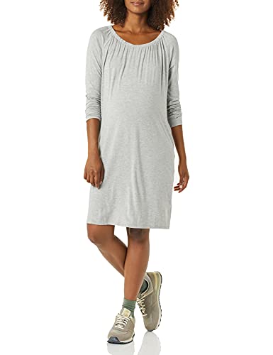 Photo 1 of Amazon Essentials Women's Maternity Gathered Neckline Dress, Light Grey Heather, SIZE Medium
