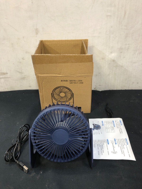 Photo 2 of USB Desk Fan, 5" Mini Quiet Fan Portable Fan, Ultra-quiet 360° Adjustment Personal Fan for Home Office Bedroom Desktop Car?Blue?
