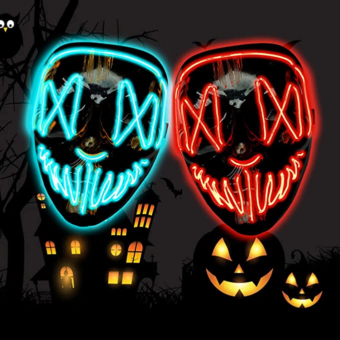 Photo 1 of 2 sets of Halloween LED masks with 3 lighting modes are ideal gifts for Halloween.
