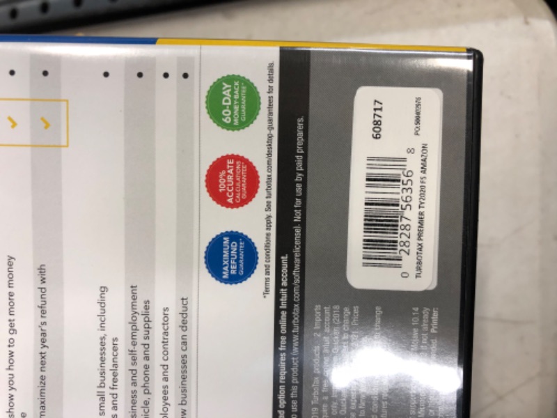 Photo 4 of [Old Version] TurboTax Premier 2020 Desktop Tax Software, Federal and State Returns + Federal E-file [Amazon Exclusive] [PC/Mac Disc]
FACTORY SEALED
