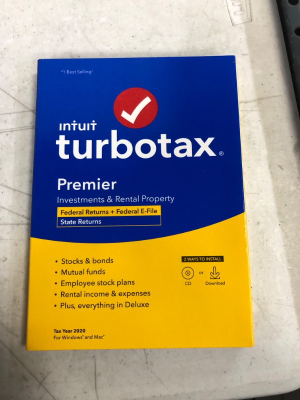 Photo 2 of [Old Version] TurboTax Premier 2020 Desktop Tax Software, Federal and State Returns + Federal E-file [Amazon Exclusive] [PC/Mac Disc]
