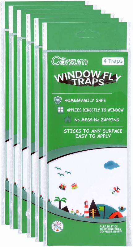 Photo 1 of arsum Window Fly Traps Indoors, Fly Paper Sticky Strips, Non-Toxic Clear Fly Catcher, Fly Killer for Home Window Decal 24 Traps
FACTORY SEALED
