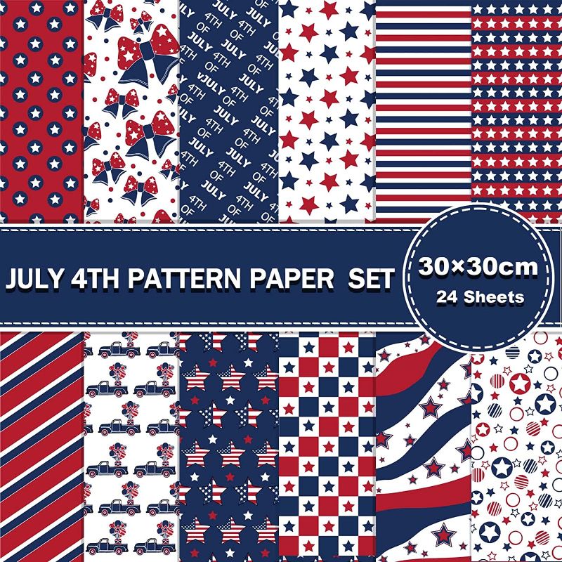 Photo 1 of 12‘ X12’ inches 4th of July Specialty Paper Sheets Patriotic 12 designs Double-Sided Stars Stripes Fireworks Balloon Triangle Flag Craft PaperOrigami Paper Indenpendence Day Making Scrapbook 24PCS
FACTORY SEALED