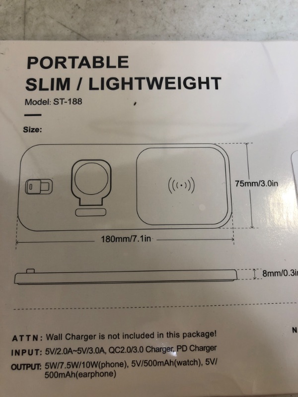 Photo 2 of ST-188 ULTRA SLIM DESIGN PORTABLE 3 IN 1 WIRELESS CHARGING STATION