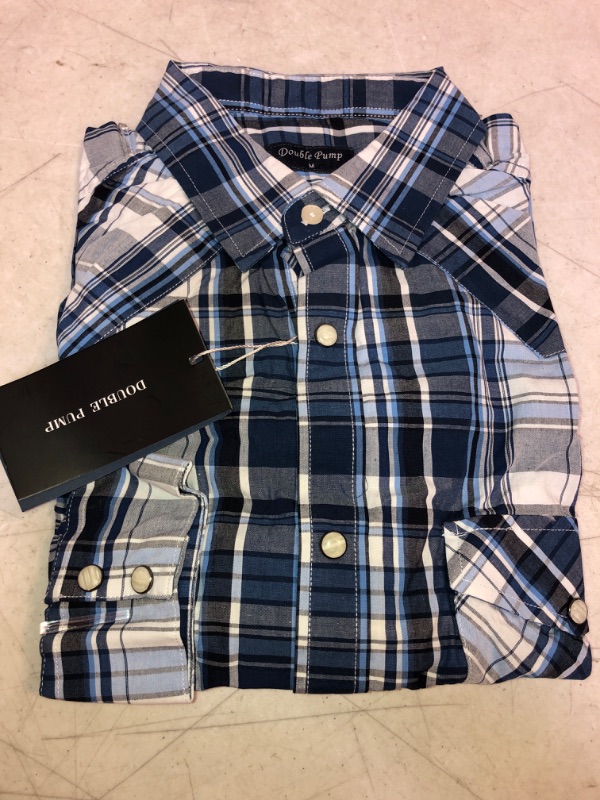 Photo 1 of DOUBLE PUMP MEN'S MEDIUM SIZED FLANNEL LONG SLEEVED DRESS SHIRT 