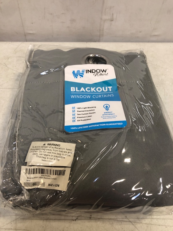 Photo 2 of 100% Blackout Window Curtains: Room Darkening Thermal Window Treatment with Light Blocking Black Liner for Bedroom, Nursery and Day Sleep - 2 Pack of Drapes, Glacier Gray (54” Drop x 42” Wide Each)