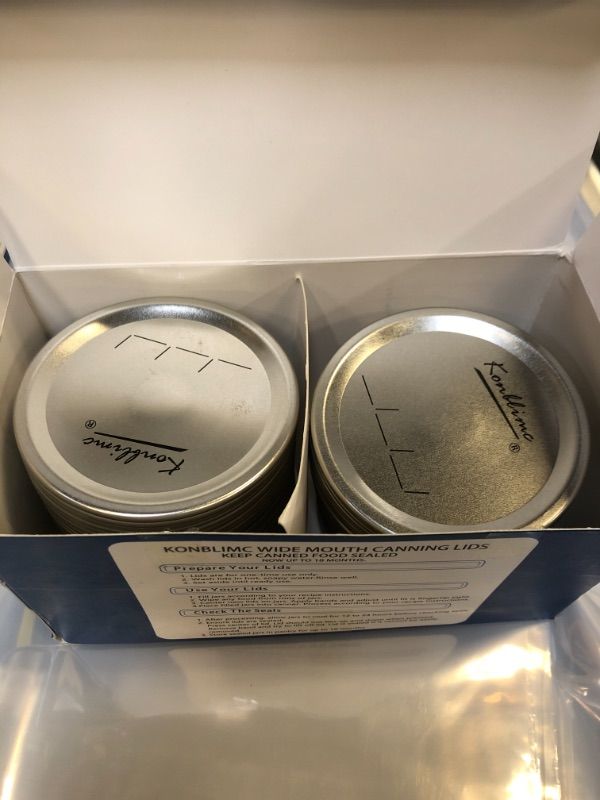 Photo 2 of 100-Count Canning Lids Wide Mouth Canning Lids for Ball Kerr Jars Split-Type Metal Mason Jar Lids and Secure Canning Jar Lids, 100% Fit for Wide Mouth Jars Lids(100-Count, 86mm)
