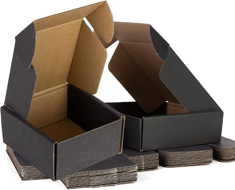 Photo 1 of 20 Pack Black Cardboard Small Shipping Boxes for Small Business - Small Corrugated Cardboard Box for Mailing Shipping Packaging (4x4x2 inch)
