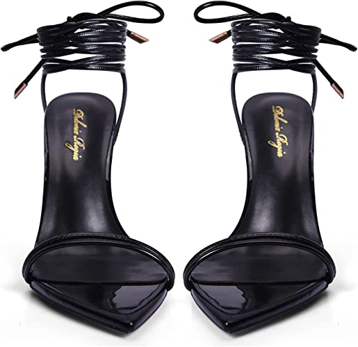 Photo 2 of SIZE 8--- DELONIX REGIA Platform Heels for Women Sexy Strappy Chunky Block Heels Lace up Open Toe High Heeled Sandals Evening Dress Party Wedding Shoes