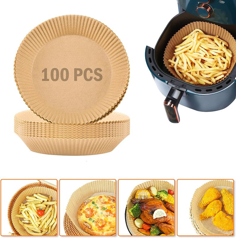 Photo 1 of Air Fryer Disposable Paper Liner, 100 pcs  Air Fryer Parchment Paper, High Temperature Resistant Non-stick Waterproof & Greaseproof Liners for Air Fryer