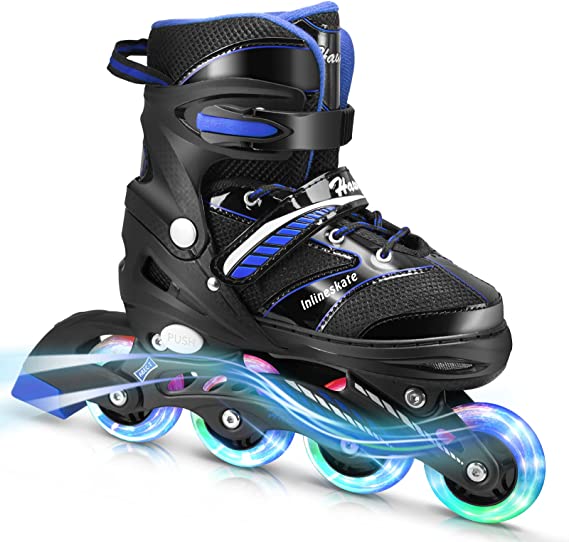 Photo 1 of BLUE COLOR -- Hawkeye Inline Skates for Kids and Adults with Light Up Wheels, Adjustable Roller Skates for Boys Girls and Youth, Men and Women-- SIZE 35-38M