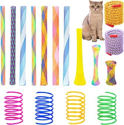 Photo 1 of 46 Pcs Cat Spring Toys Set, Colorful Cat Spring Toy and Cat Tube Toy Interactive Cat Toy for Indoor Cats, Playful Flexible Cat Plastic Coil Spiral for Kittens to Swat, Bite, Hunt (Random Color)-- Factory Seal