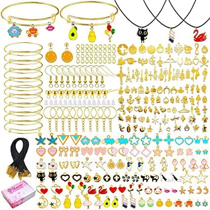 Photo 1 of 440Pcs Charm Bracelet Making Kit, Bangle Kit Bracelet Making Kit for Adults Women with Expandable Bangles, Charms and Pliers for Jewelry Bracelets Making-- Factory Seal