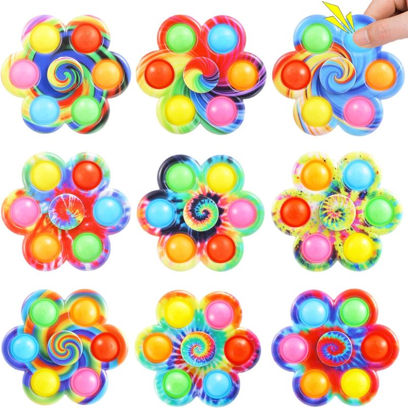 Photo 1 of 9 Pack Pop Fidget Spinner, Push Pop Bubble Spinner Toy, Simple Sensory Fidget Spinner Toy for Stress Reduction and Anxiety Relief Hand Spinner for Children