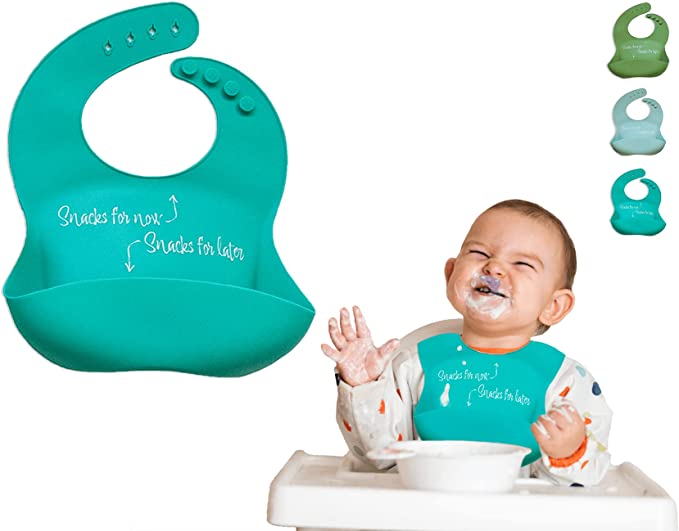 Photo 1 of  Silicone Baby Bib for Babies & Toddlers W/ Pocket | Unisex Adjustable | 0-6 months | 6-18 months | 2-4 years | 1 Ct