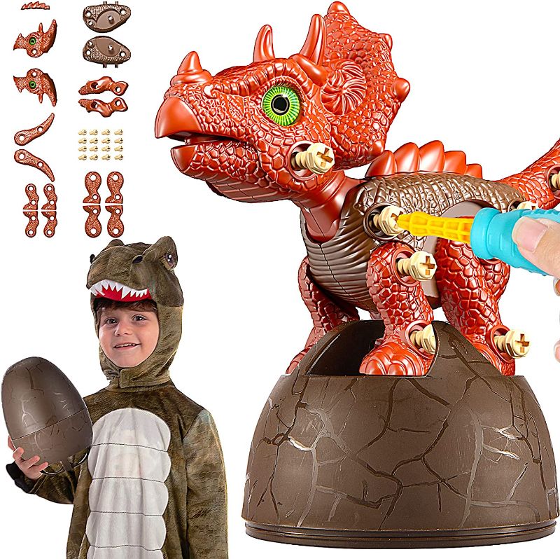 Photo 1 of IFOKER Take Apart Dinosaur Toy with Dinosaur Egg for 3-7 Kids, DIY STEM Learning Educational Construction Building Toy, Unique Christmas Birthday Gift for 3 4 5 6 7 Years Old Boys Girls, Triceratop
