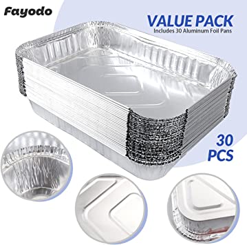 Photo 1 of 30 Pack Aluminum Pans with Lids, 10.98x7 Inch Disposable Foil Pans Heavy Duty, Rectangle Aluminum Baking Pans Great for Cooking, Heating, Storing, Prepping Food, Cookout, Takeout, Restaurants