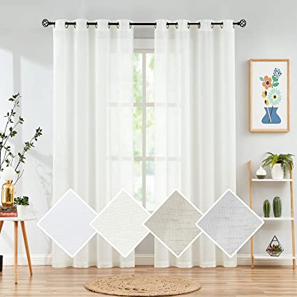 Photo 1 of 
Sheer Window Curtains Ivory 63" Cream White Linen Texture Voile Drapes for Bedroom Living Room Light Filtering Privacy Window Treatment Set for Farmhouse Patio Door Grommet Top 55" W x 63" L 2 Panels
Factory Seal