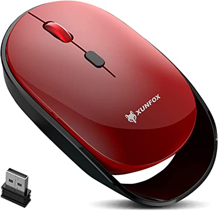 Photo 1 of Computer Wireless Mice, Bluetooth 2.4G Mice Dual-Mode Rechargeable Silent Mute Wireless Mice, Fashionable Design with 3 Adjustable DPI 1000-1200-1600 Levels for Laptop,Desktop,Mac,PC(Red)