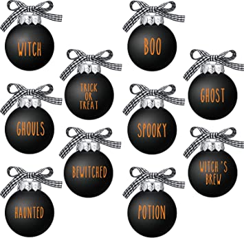 Photo 1 of 10 Pcs Halloween Hanging Balls Halloween Ornaments Ghost Boo Witch Trick or Treat Halloween Wreath Ornaments Halloween Decorations Halloween Tree Ornaments Halloween Ball Ornament Party Decoration - Factory Seal