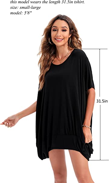 Photo 1 of ellazhu Women Oversized Tshirt Short Sleeve Casual Crew Neck Tee Loose Tops GA200 - Size Small-Large