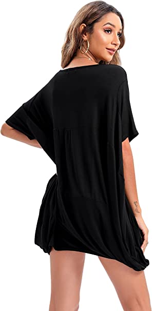 Photo 2 of ellazhu Women Oversized Tshirt Short Sleeve Casual Crew Neck Tee Loose Tops GA200 - Size Small-Large