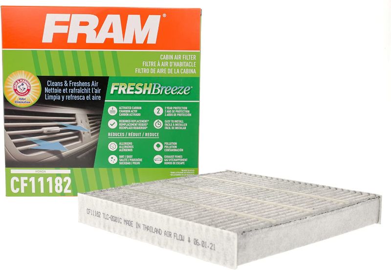 Photo 1 of 
FRAM Fresh Breeze Cabin Air Filter Replacement for Car Passenger Compartment w/ Arm and Hammer Baking Soda, Easy Install, CF11182 for Select Acura and Honda Vehicles
