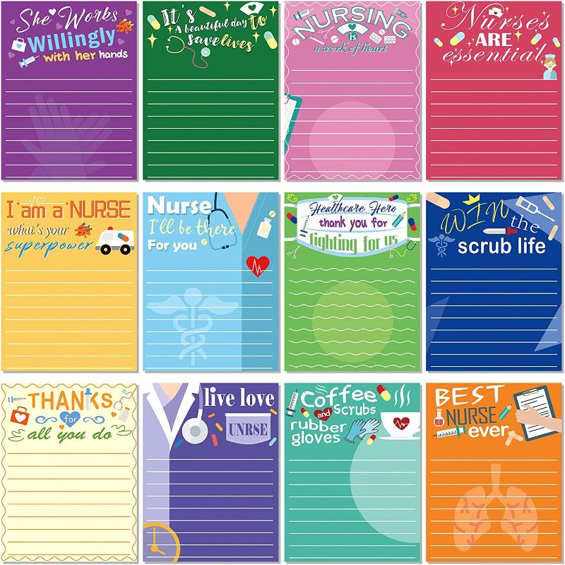 Photo 1 of 12 Pieces Funny Notepads Funny Nurse Notepads Nurse Appreciation Note Pads Self Adhesive Cute Sticky Notes Medical Themed Memo Pad School Nurse Supplies Nurse Appreciation Gifts for Home Office
