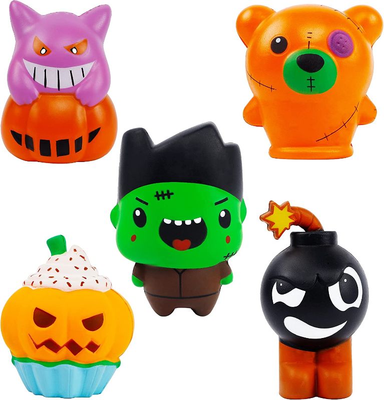 Photo 1 of Lulu Home Halloween Party Favors, 5 Pack Jumbo Squishy Slow Rising Toys Set, Halloween Stress Relief Cute Sensory Toys for Boys Girls Trick or Treat Party Supplies
