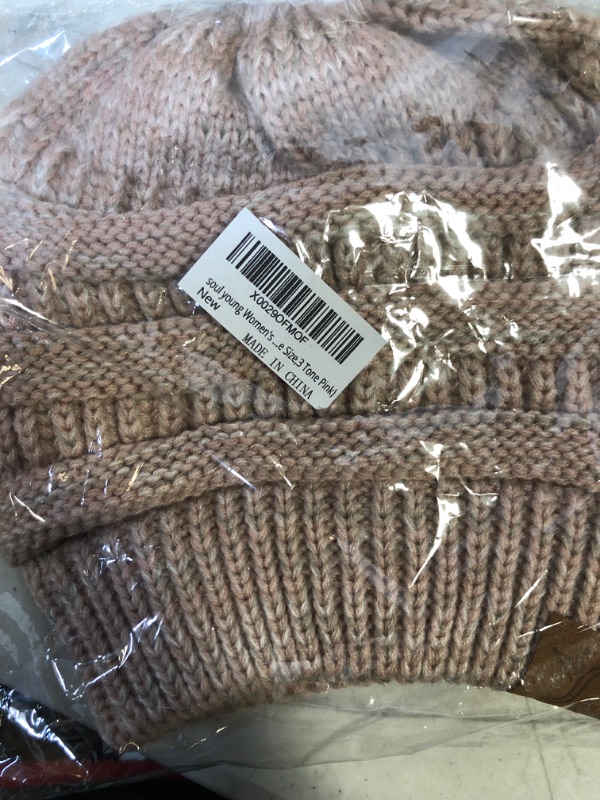 Photo 1 of C.C Exclusives Soft Stretch Cable Knit Messy Bun Ponytail Beanie Winter Hat for Women (MB-20A)
